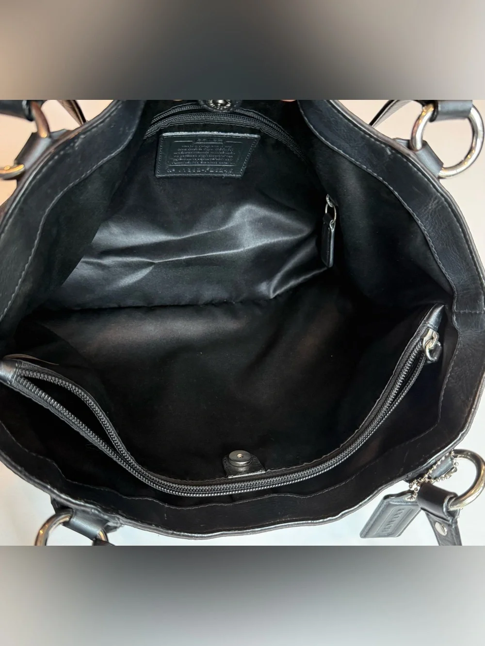 Coach Campbell Signature Metallic Belle Carryall Black Shoulder Bag Purse F26246